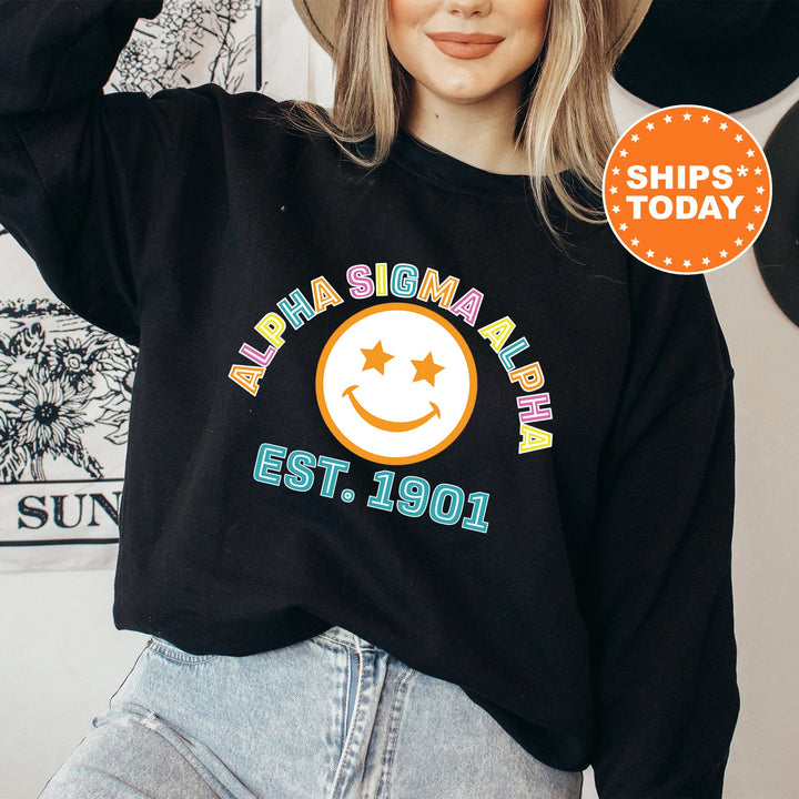 Alpha Sigma Alpha Cheerful Sorority Sweatshirt | Sorority Merch | Big Little Gift | Greek Sweatshirt | Custom Greek Apparel _ 16853g