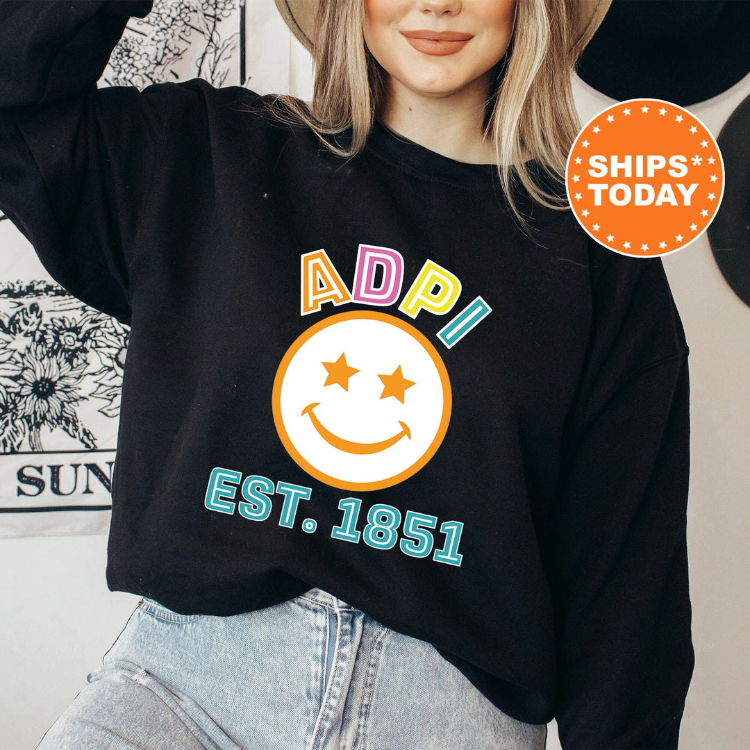 Alpha Delta Pi Cheerful Sorority Sweatshirt | ADPI Sorority Merch | Big Little Gift | Greek Sweatshirt | Custom Greek Apparel _ 16848g
