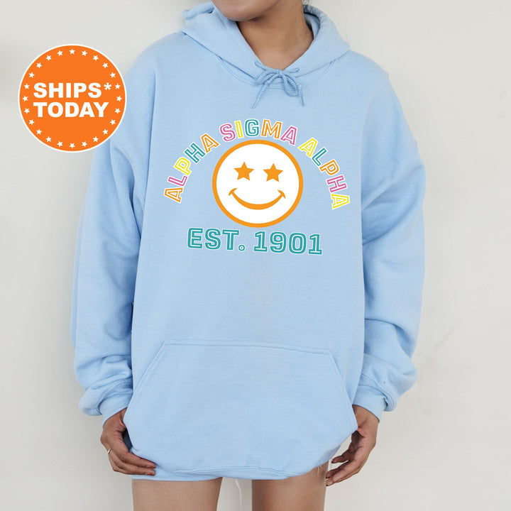 Alpha Sigma Alpha Cheerful Sorority Sweatshirt | Sorority Merch | Big Little Gift | Greek Sweatshirt | Custom Greek Apparel _ 16853g