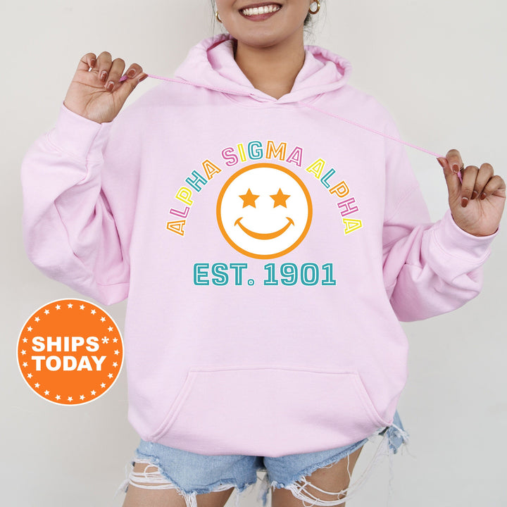 Alpha Sigma Alpha Cheerful Sorority Sweatshirt | Sorority Merch | Big Little Gift | Greek Sweatshirt | Custom Greek Apparel _ 16853g