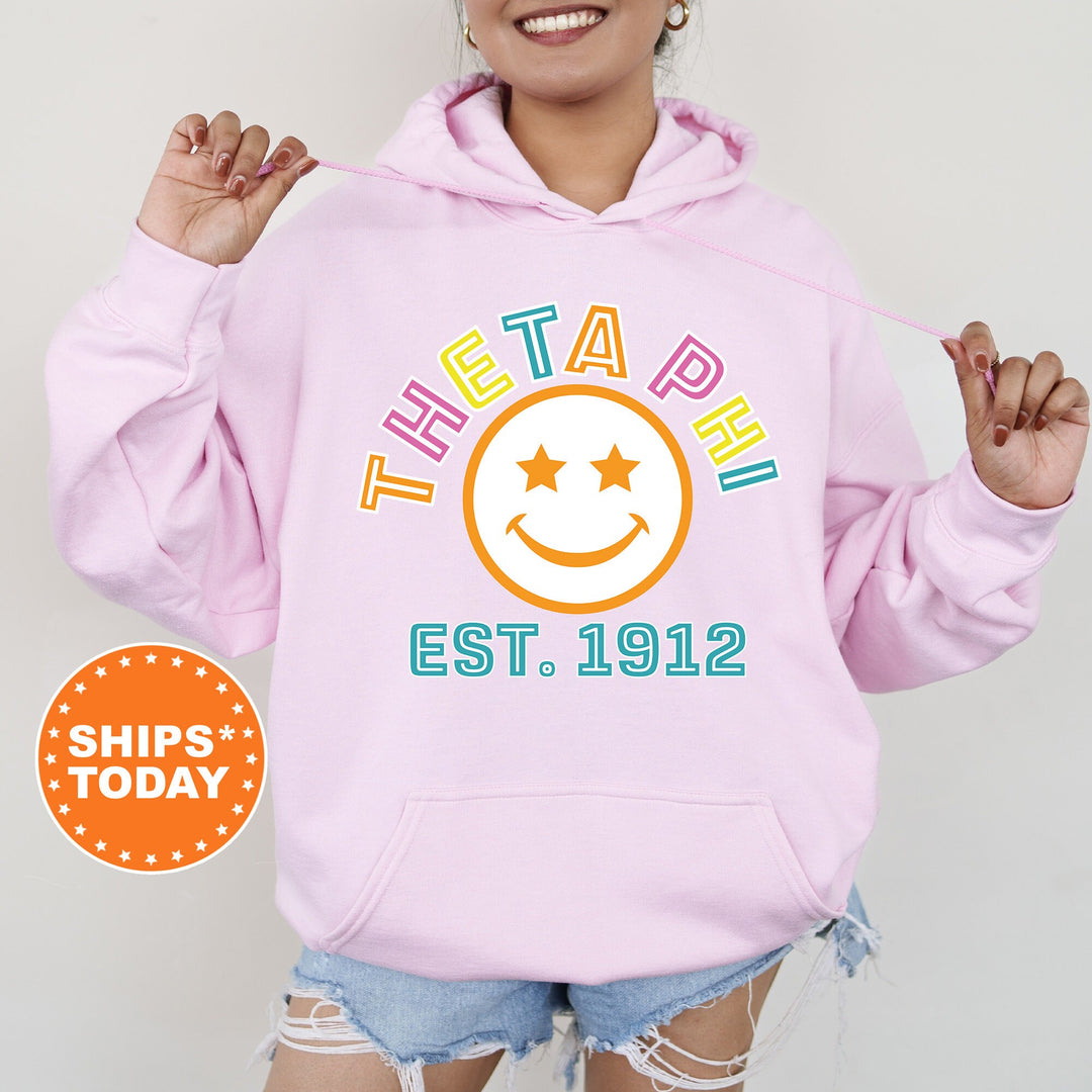Theta Phi Alpha Cheerful Sorority Sweatshirt | Theta Phi Sorority Merch | Big Little Gift | Greek Sweatshirt | Custom Greek Apparel _ 16871g