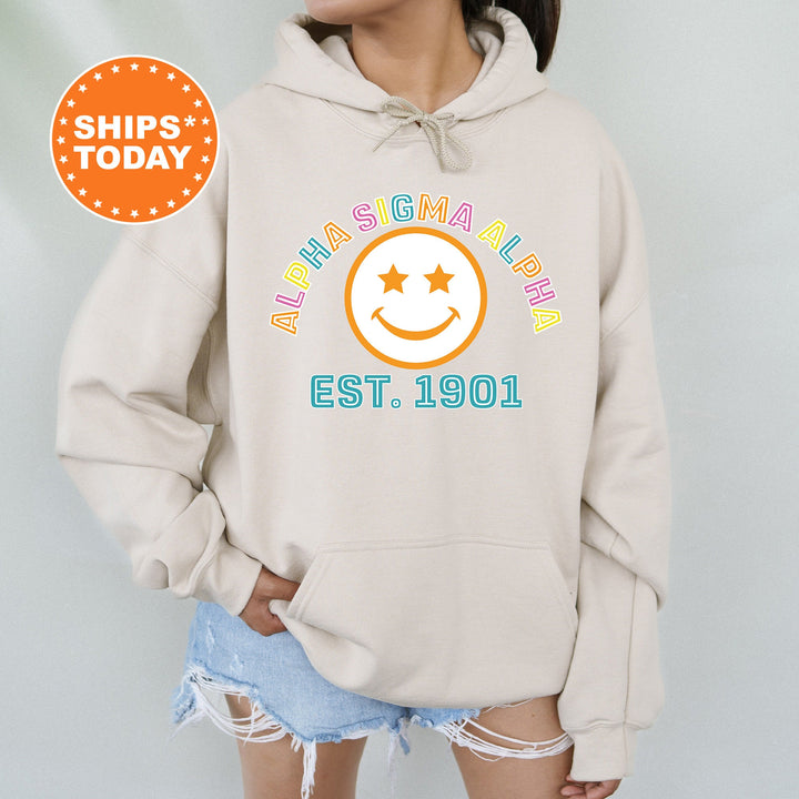 Alpha Sigma Alpha Cheerful Sorority Sweatshirt | Sorority Merch | Big Little Gift | Greek Sweatshirt | Custom Greek Apparel _ 16853g