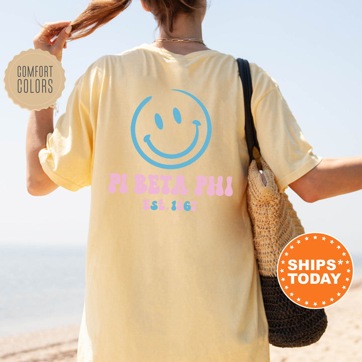 Pi Beta Phi Frosty Smile Sorority T-Shirt | Pi Phi Comfort Colors Shirt | Big Little Reveal Shirt | Sorority Gift | Custom Greek Apparel _ 13730g