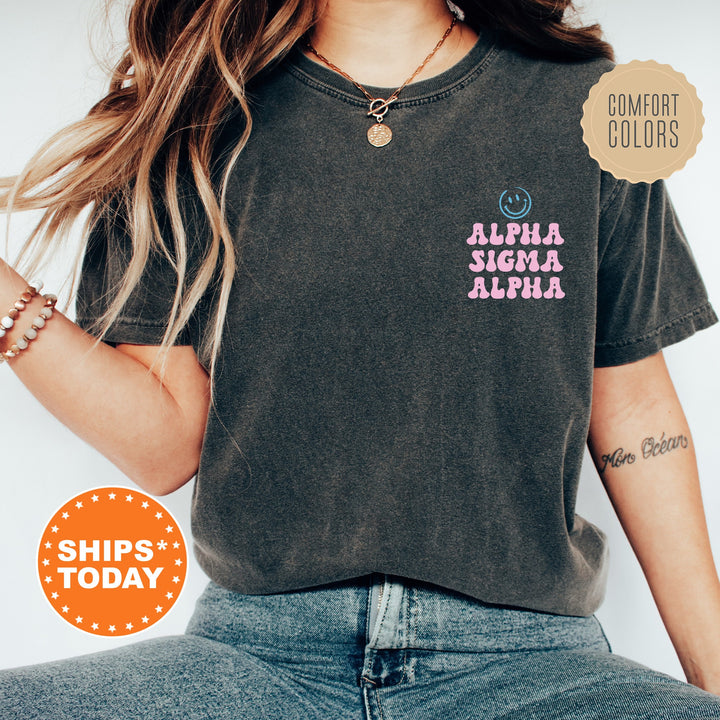 Alpha Sigma Alpha Frosty Smile Sorority T-Shirt | Alpha Sigma Alpha Comfort Colors Shirt | Big Little Sorority | Custom Greek Apparel _ 13716g