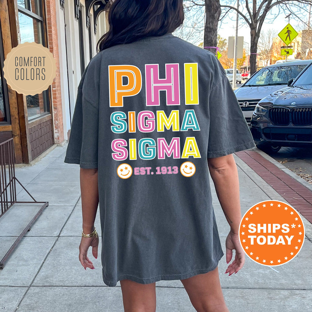 Phi Sigma Sigma Frisky Script Sorority T-Shirt | Phi Sig Comfort Colors Shirt | Big Little Sorority Apparel | College Greek Shirt _ 14030g