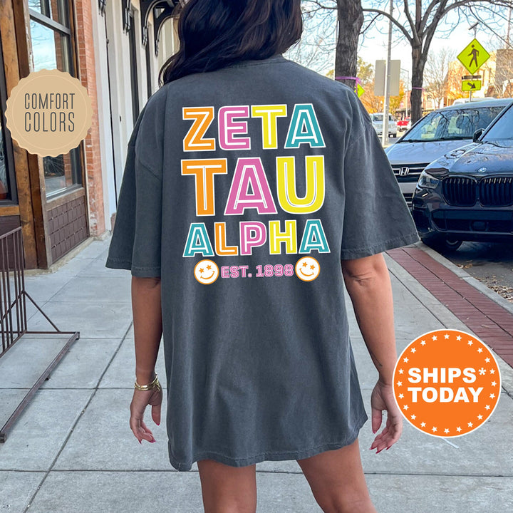Zeta Tau Alpha Frisky Script  Sorority T-Shirt | ZETA Comfort Colors Shirt | Big Little Sorority Apparel | College Greek Shirt _ 14036g