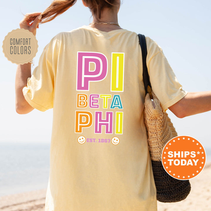 Pi Beta Phi Frisky Script Sorority T-Shirt | Pi Phi Comfort Colors Shirt | Big Little Sorority Apparel | College Greek Shirt _ 14031g