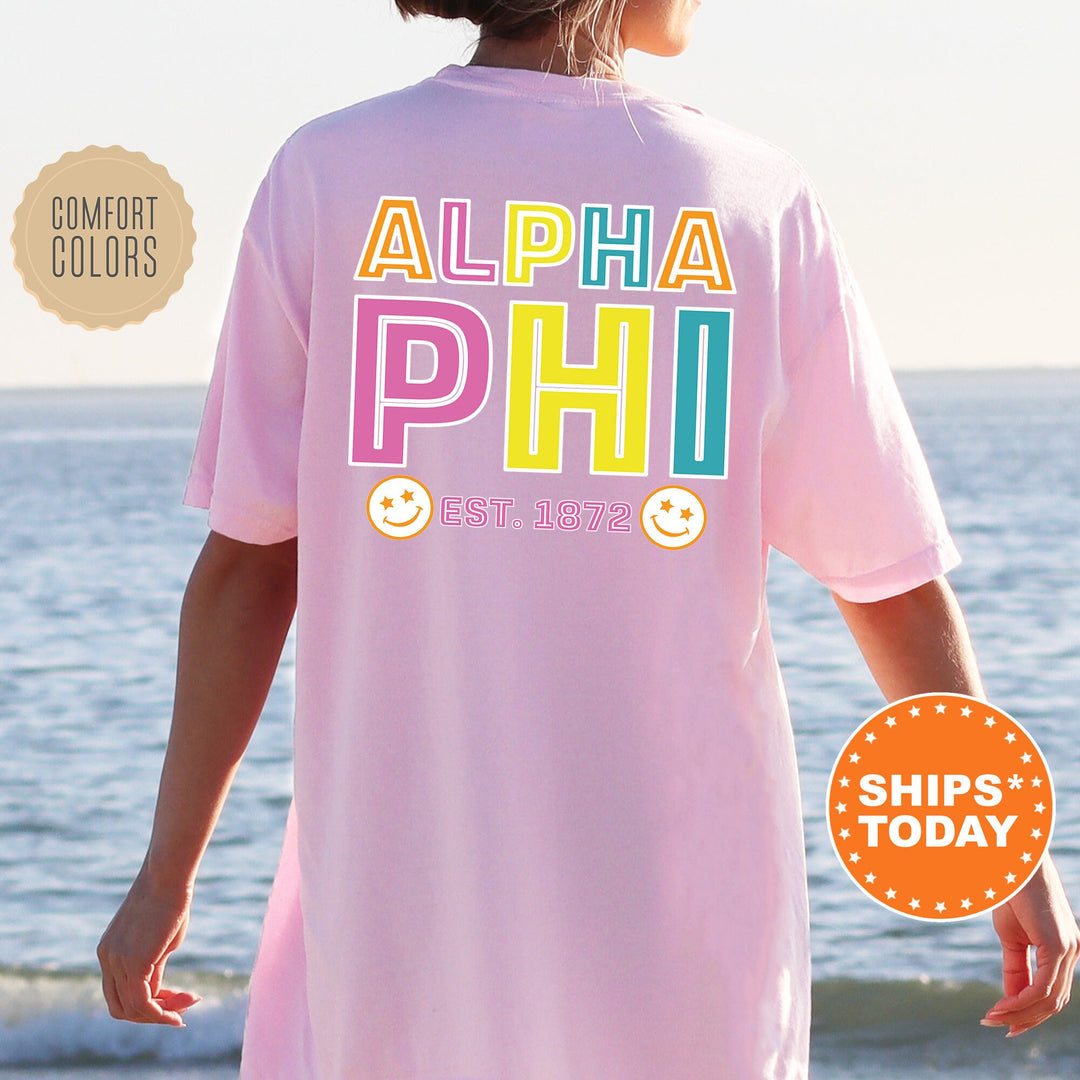 Alpha Phi Frisky Script Sorority T-Shirt | APHI Comfort Colors Shirt | Big Little Sorority Apparel | College Greek Shirt _ 14016g