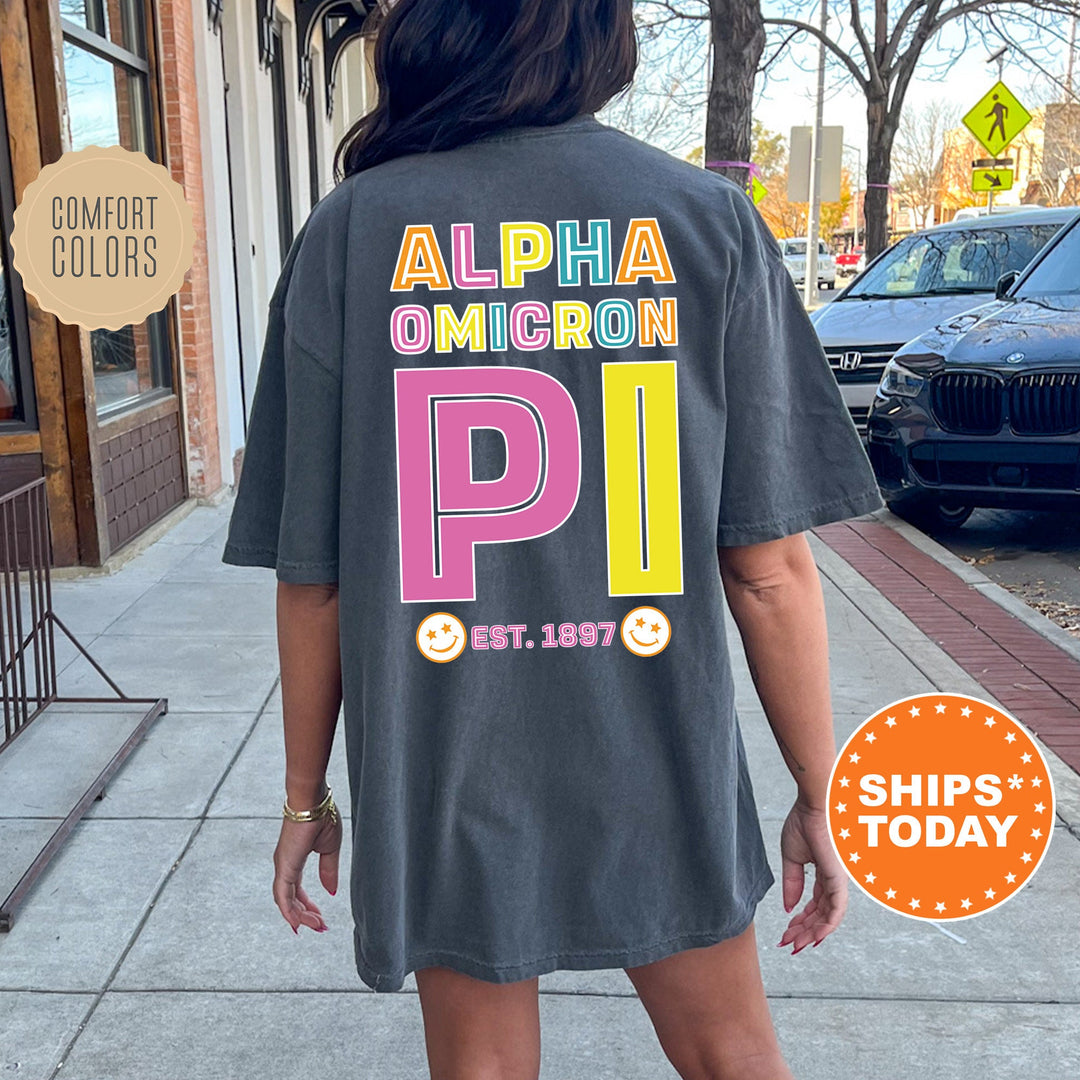 Alpha Omicron Pi Frisky Script Sorority T-Shirt | Alpha O Comfort Colors Shirt | Big Little Sorority Apparel | College Greek Shirt _ 14015g