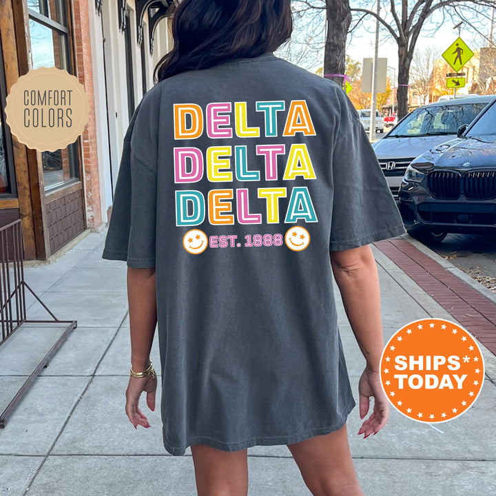 Delta Delta Delta Frisky Script Sorority T-Shirt | Tri Delta Comfort Colors Shirt | Big Little Reveal Shirt | College Greek Shirt _ 14021g