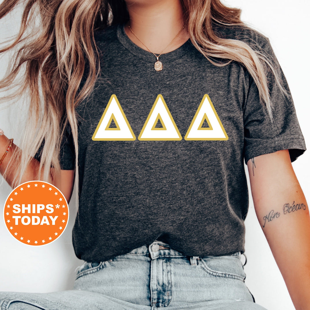 Delta Delta Delta Simply Gold Sorority T-Shirt | Tri Delta Greek Letters Shirt | Sorority Letters | Big Little Gift | Comfort Colors Shirt _ 8434g