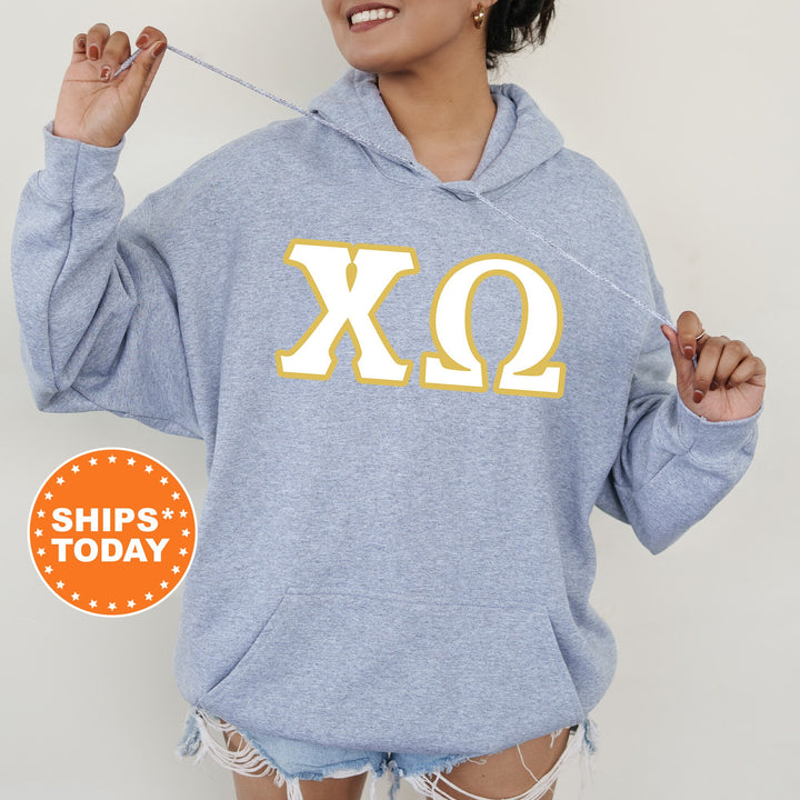 Chi Omega Simply Gold Sorority Sweatshirt | Chi O Greek Letters | Chi Omega Sorority Letters | Big Little Gift | Custom Sorority Crewneck