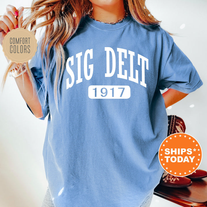 Sigma Delta Tau Athletic Comfort Colors Sorority T-Shirt | Sig Delt Comfort Colors Oversized Shirt | Big Little Sorority TShirt Gift