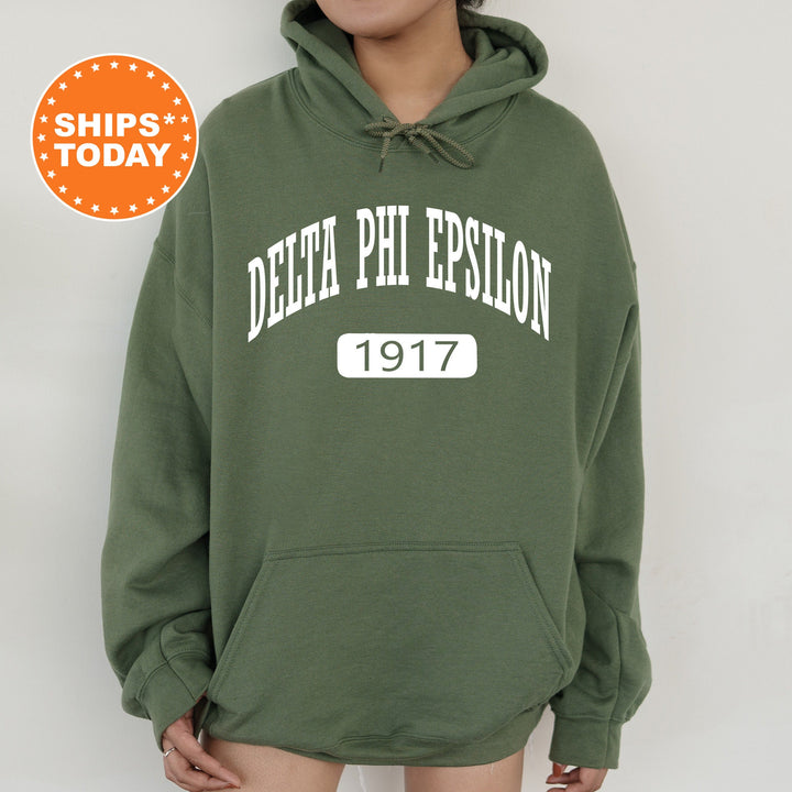 Delta Phi Epsilon Athletic Sorority Sweatshirt | DPhiE Sorority Apparel | Sorority Merch | Sorority Bid Day Gift | Big Little Reveal