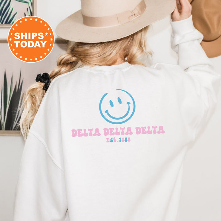Delta Delta Delta Frosty Smile Sorority Sweatshirt | Tri Delta Sorority Crewneck | Sorority Crewneck | Big Little Git | Custom Greek Apparel