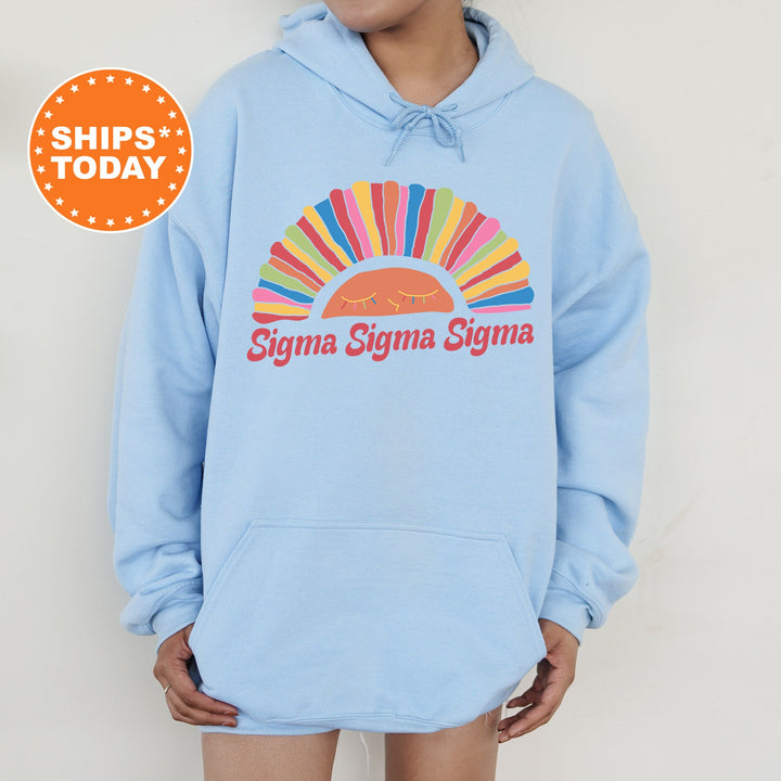 Sigma Sigma Sigma Bright and Colorful Rainbow Sorority Sweatshirt | Tri Sigma Greek Sweatshirt | Big Little Gifts | College Apparel _ 8265g