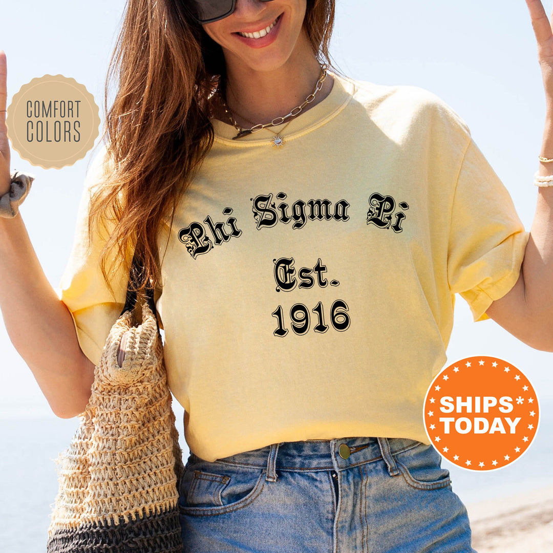 Phi Sigma Pi Old English Coed T-Shirt | Coed Fraternity Shirt | Greek Life Apparel | Honor Fraternity Shirt | Initiation Gifts _ 8826g