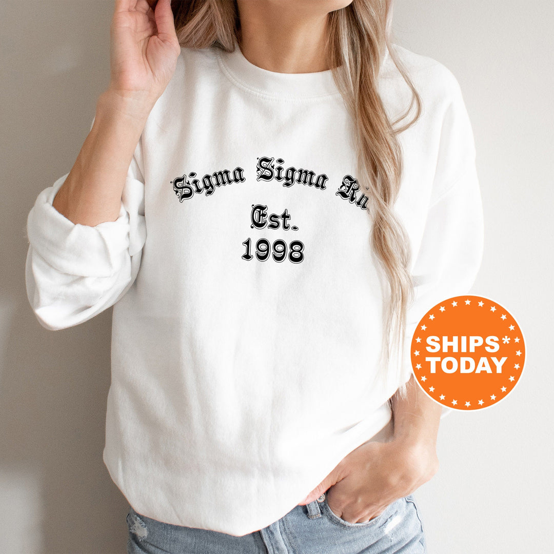 Sigma Sigma Rho Old English Sorority Sweatshirt | Sig Sig Rho Hoodie | Vintage Sweatshirt | Sorority Apparel | Big Little Reveal