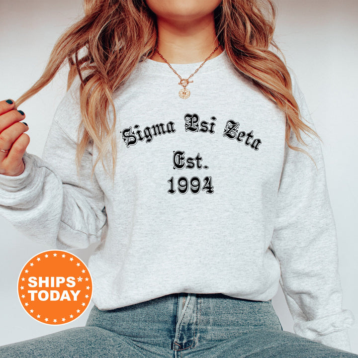 Sigma Psi Zeta Old English Sorority Sweatshirt | SYZ Initiation | Sorority Hoodie | Big Little | Greek Apparel | Vintage Sweatshirt