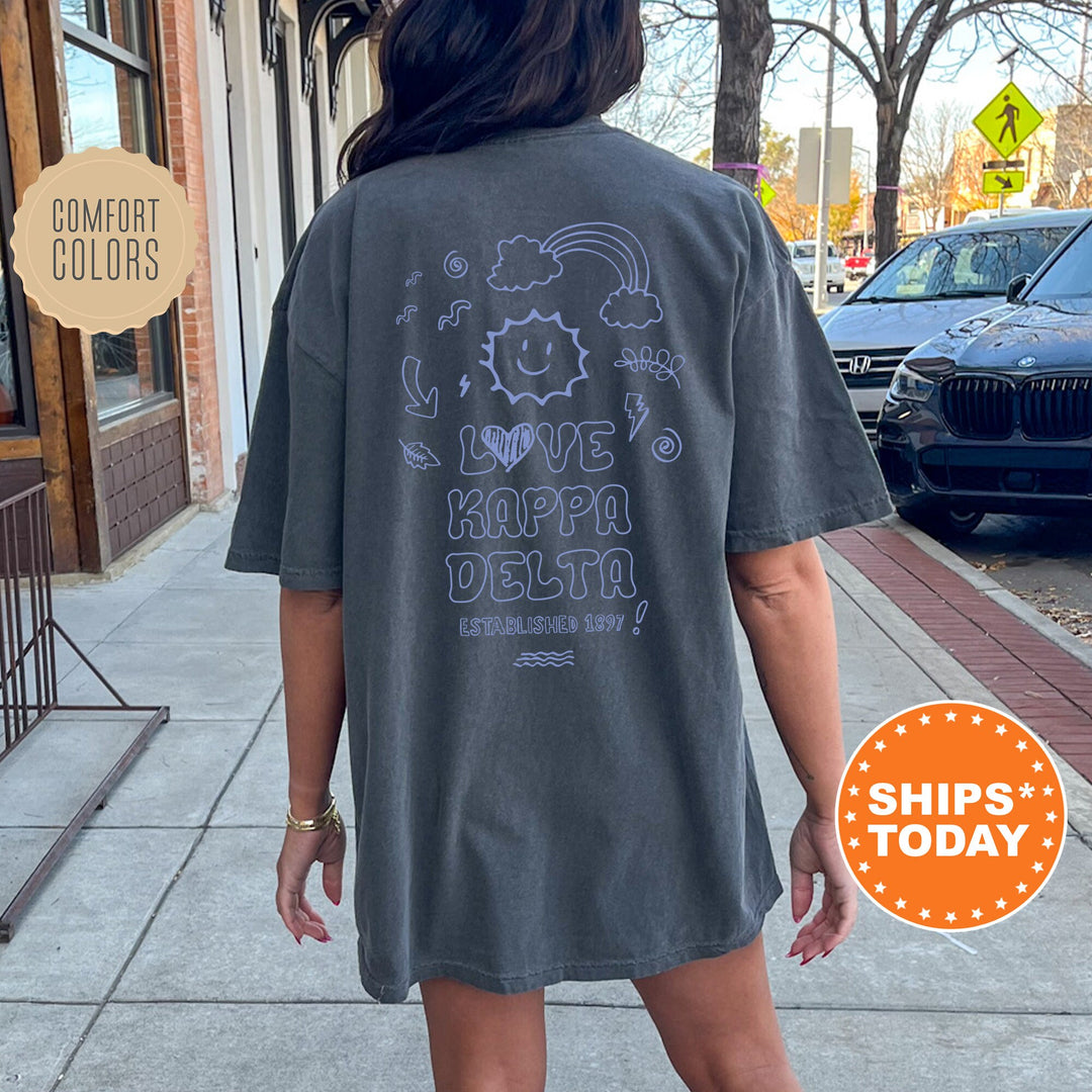 Kappa Delta Doodle Font Letter Sorority T-Shirt | Trendy Kappa Delta Comfort Colors Shirt | Sorority Merch | Big Little Reveal Gift _ 16993g