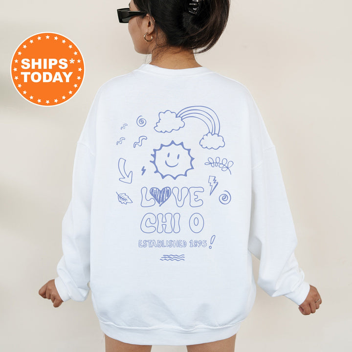 Chi Omega Doodle Font Letter Sorority Sweatshirt | Trendy Chi O Sweatshirt | Big Little Reveal | Sorority Gifts | Custom Sorority _ 16986g