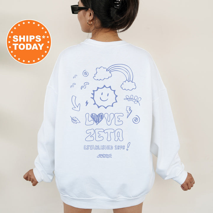 Zeta Tau Alpha Doodle Font Letter Sorority Sweatshirt | Trendy Sweatshirt | Big Little Reveal Gift | Custom Sorority _  17002g