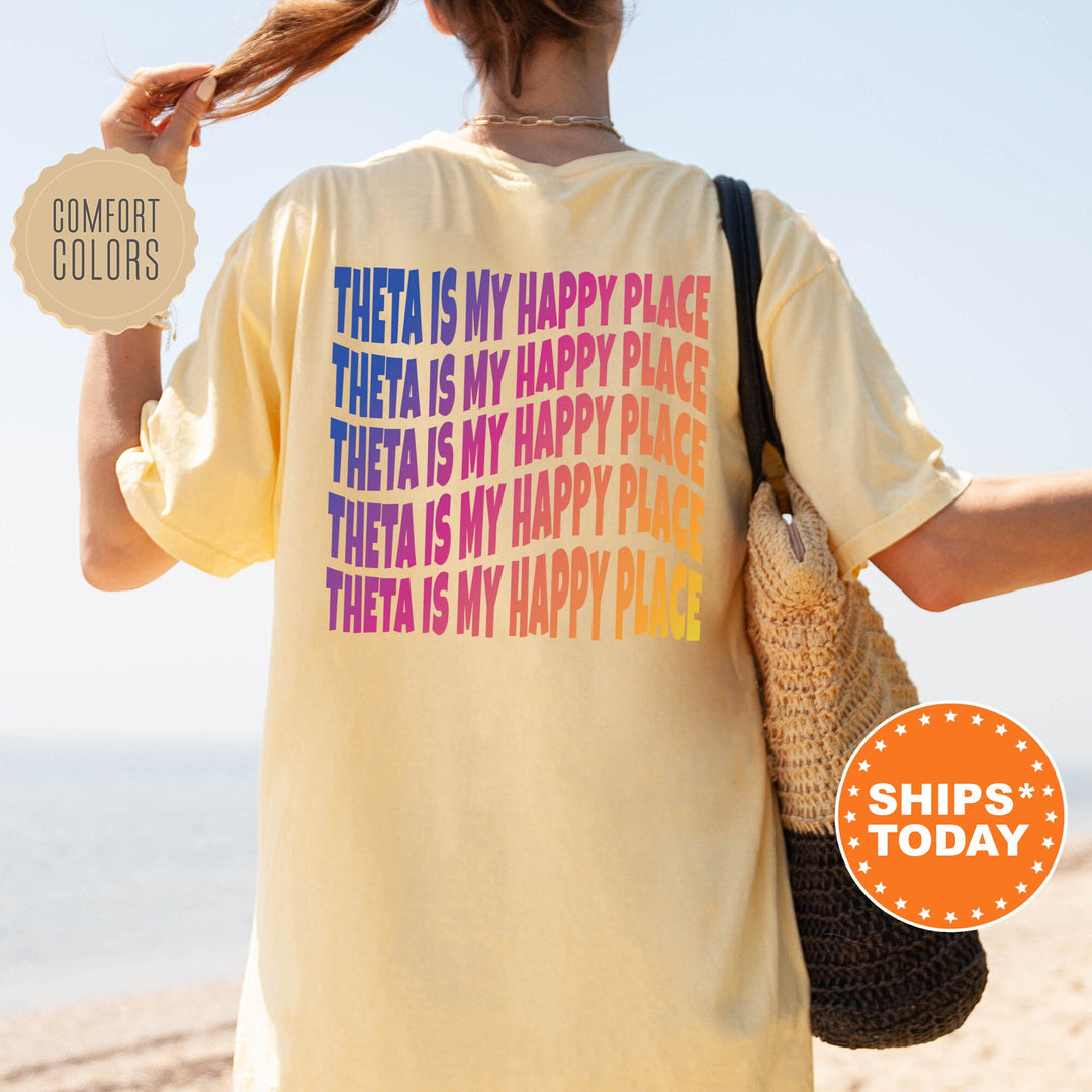 THETA Is My Happy Place | Kappa Alpha Theta Wavy Font Sorority T-Shirt | Big Little Gift | Comfort Colors | Custom Sorority Shirt _  12680g