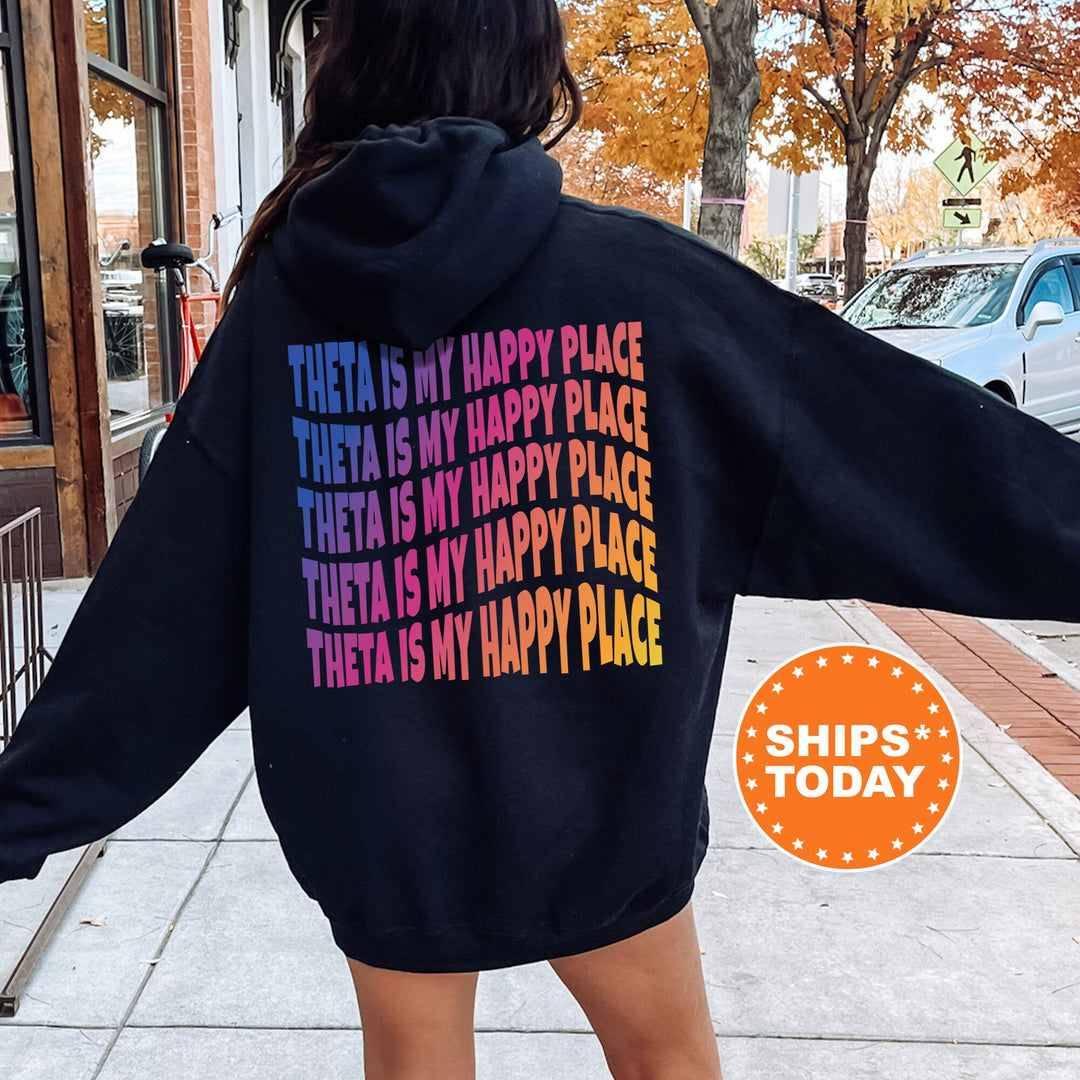 THETA Is My Happy Place | Kappa Alpha Theta Wavy Font Sorority Sweatshirt | Sorority Merch | Big Little Recruitment Gift _ 12680g