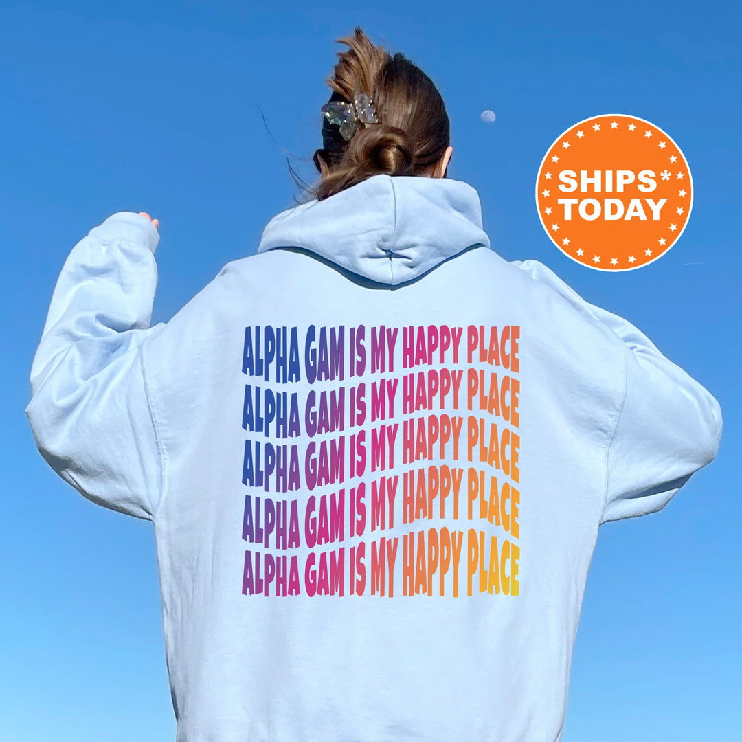 Alpha Gam Is My Happy Place | Alpha Gamma Delta Wavy Font Sorority Sweatshirt | AGD Sorority Merch | Big Little Recruitment Gift _ 12668g