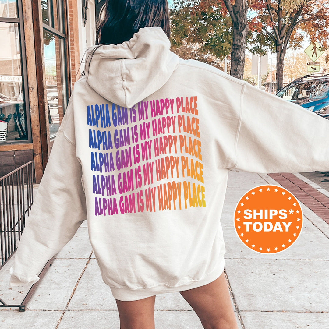 Alpha Gam Is My Happy Place | Alpha Gamma Delta Wavy Font Sorority Sweatshirt | AGD Sorority Merch | Big Little Recruitment Gift _ 12668g