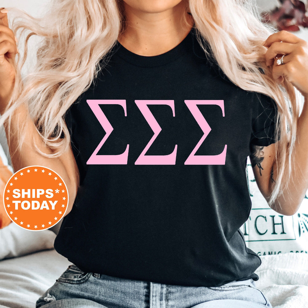 Sigma Sigma Sigma Just The Letters Sorority T-Shirt | Tri Sigma Greek Letters | Sorority Letters | Big Little | Comfort Colors Shirt