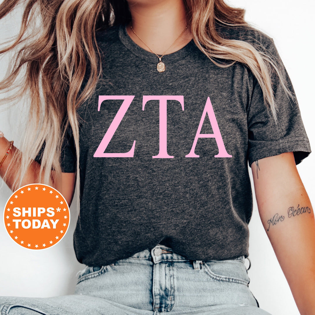 Zeta Tau Alpha Just The Letters Sorority T-Shirt | ZETA Greek Letters | Sorority Letters | Big Little Reveal | Comfort Colors Shirt