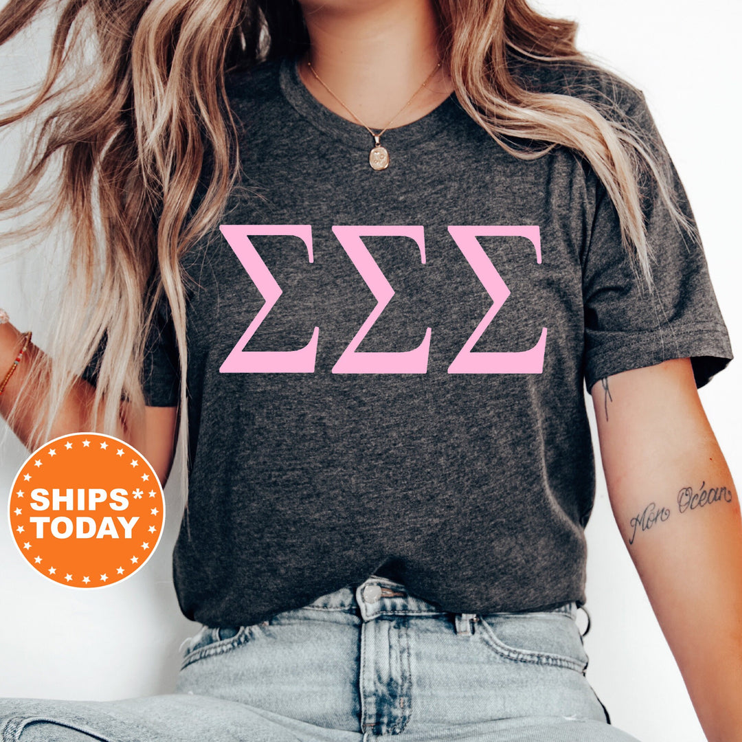 Sigma Sigma Sigma Just The Letters Sorority T-Shirt | Tri Sigma Greek Letters | Sorority Letters | Big Little | Comfort Colors Shirt