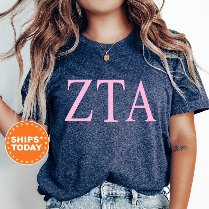 Zeta Tau Alpha Just The Letters Sorority T-Shirt | ZETA Greek Letters | Sorority Letters | Big Little Reveal | Comfort Colors Shirt