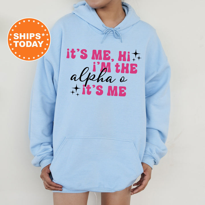 It's Me Hi I'm The Alpha O It's Me | Alpha Omicron Pi Glimmer Sorority Sweatshirt | Big Little Sorority Gift | Sorority Apparel _ 15881g