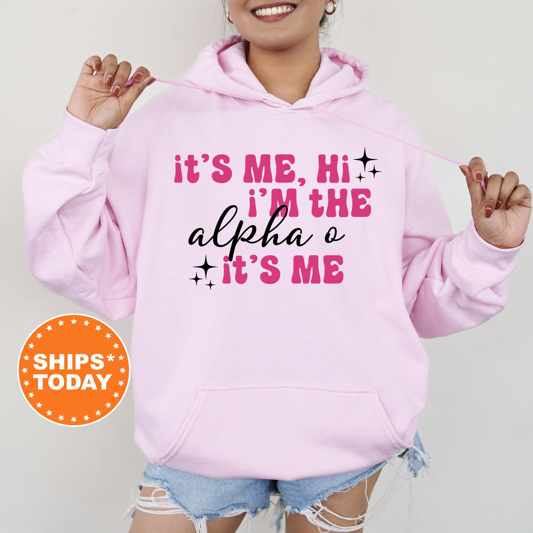 It's Me Hi I'm The Alpha O It's Me | Alpha Omicron Pi Glimmer Sorority Sweatshirt | Big Little Sorority Gift | Sorority Apparel _ 15881g