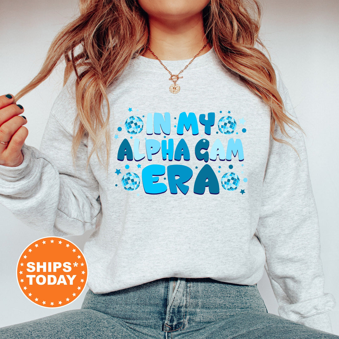 In My Alpha Gam Era | Alpha Gamma Delta Blue Disco Sorority Sweatshirt | AGD Greek Sweatshirt | Big Little Gift | Sorority Merch _ 15802g