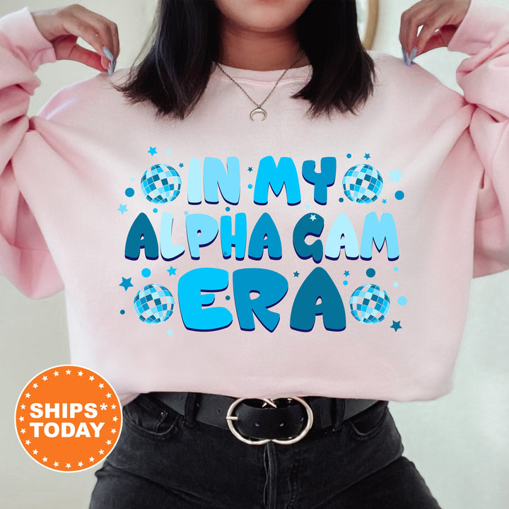 In My Alpha Gam Era | Alpha Gamma Delta Blue Disco Sorority Sweatshirt | AGD Greek Sweatshirt | Big Little Gift | Sorority Merch _ 15802g