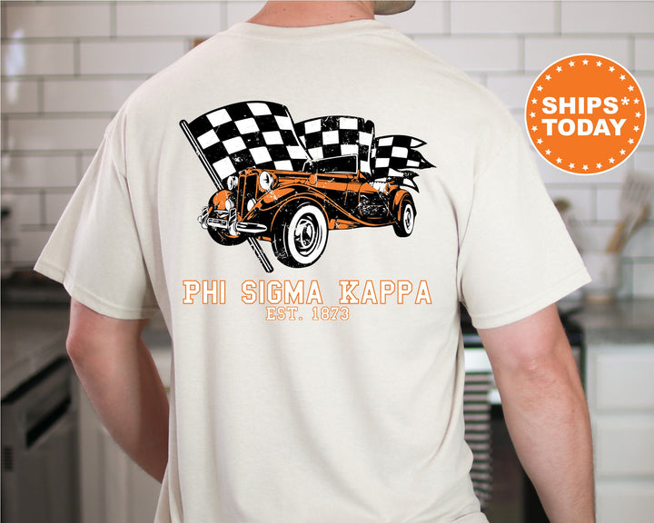 Phi Sigma Kappa Racer Fraternity T-Shirt | Phi Sig Greek Life Shirt | Fraternity Gift | College Apparel | Comfort Colors Shirt _  11843g