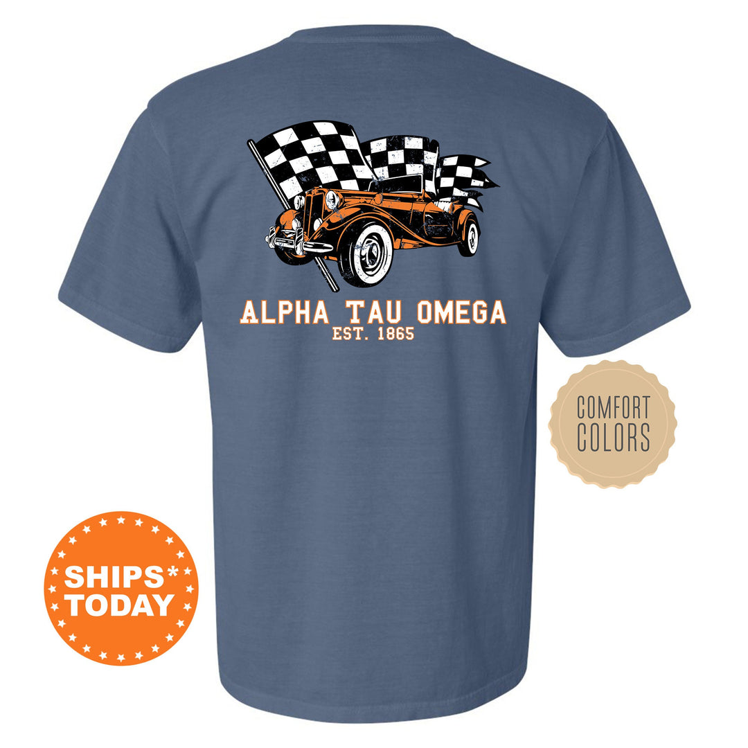 Alpha Tau Omega Racer Fraternity T-Shirt | ATO Greek Life Shirt | Fraternity Gift | College Apparel | Comfort Colors Shirt _  11829g