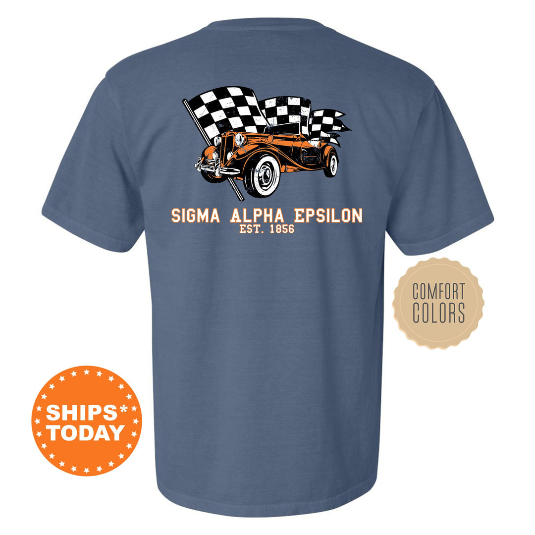 Sigma Alpha Epsilon Racer Fraternity T-Shirt | SAE Greek Life Shirt | Fraternity Gift | College Apparel | Comfort Colors Shirt _  11846g