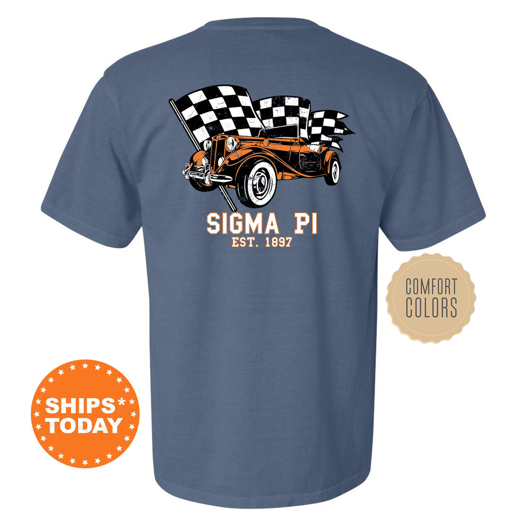 Sigma Pi Racer Fraternity T-Shirt | Sigma Pi Greek Life Shirt | Fraternity Gift | College Apparel | Comfort Colors Shirt _  11851g