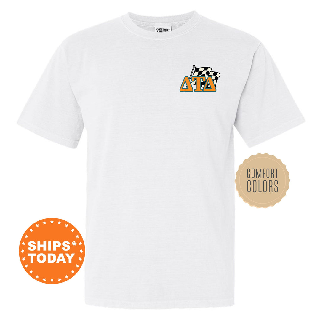 Delta Tau Delta Race Banner Fraternity T-Shirt | Delt Comfort Colors Tees | Bid Day Gift | Rush Pledge Shirt | Custom Greek Apparel _ 11927g