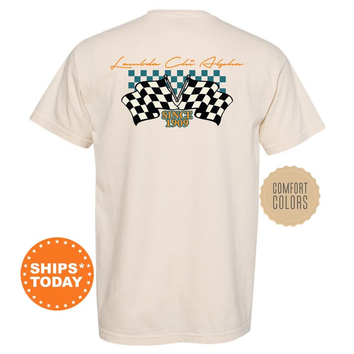 Lambda Chi Alpha Race Banner Fraternity T-Shirt | Lambda Chi Comfort Colors Tees | Bid Day Gift | Rush Pledge Shirt | Greek Apparel _ 11931g