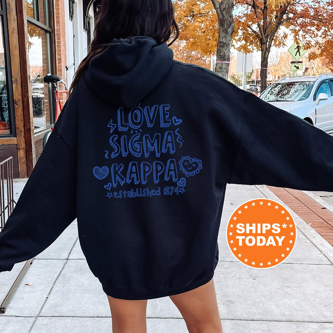 Sigma Kappa Drawscape Sorority Sweatshirt | Sig Kap Doodle Font Sorority Crewneck | Big Little Reveal Gifts | Trendy Sorority Hoodie