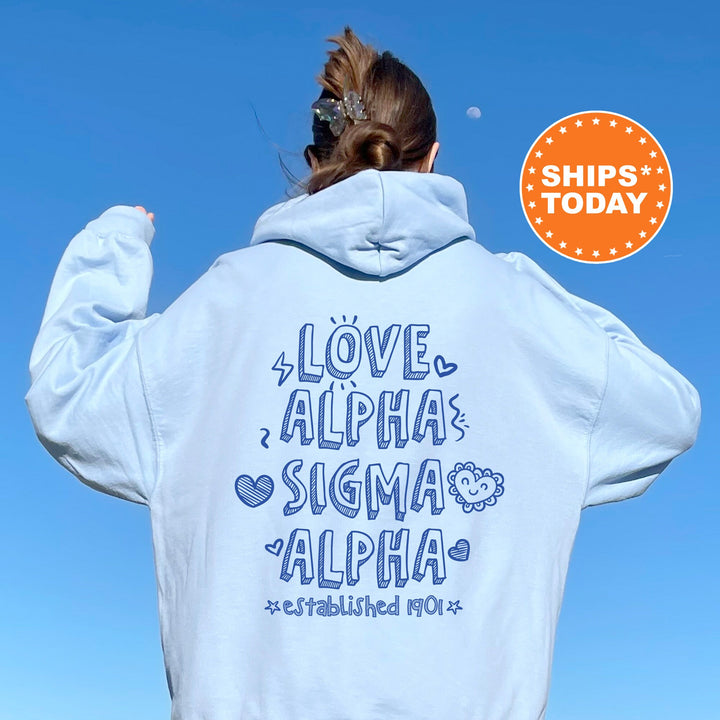 Alpha Sigma Alpha Drawscape Sorority Sweatshirt | Doodle Font Sorority Crewneck | Big Little Reveal Gifts | Trendy Sorority Hoodie 16438g