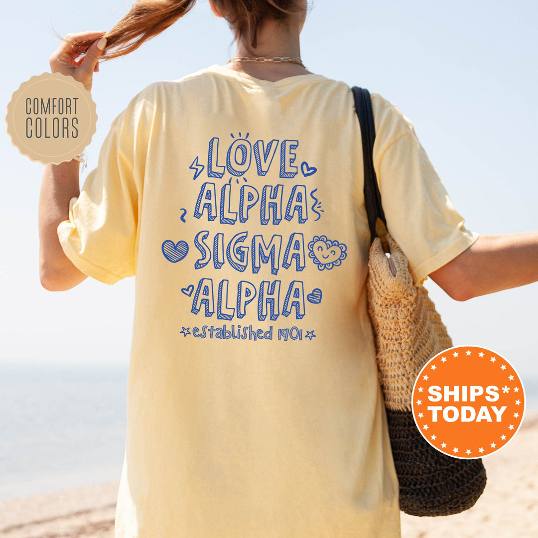 Alpha Sigma Alpha Drawscape Sorority T-Shirt | Doodle Font Shirt | Big Little Sorority | Greek Life Shirt | Comfort Colors Shirt _ 16438g