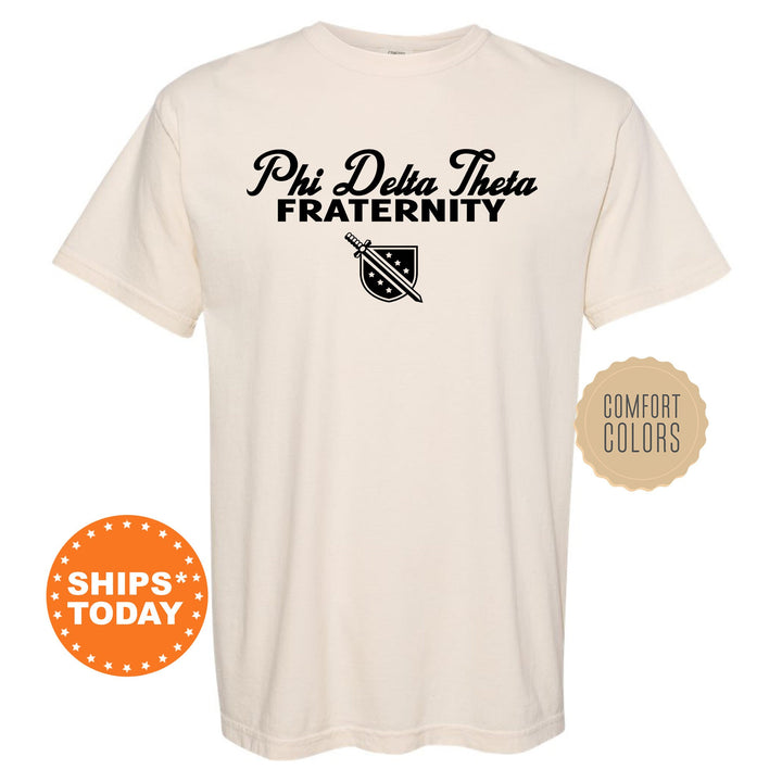 Phi Delta Theta Simple Crest Fraternity T-Shirt | Phi Delt Crest Shirt | Rush Pledge Shirt | Frat Bid Day Gift | Comfort Colors Tees _ 9822g