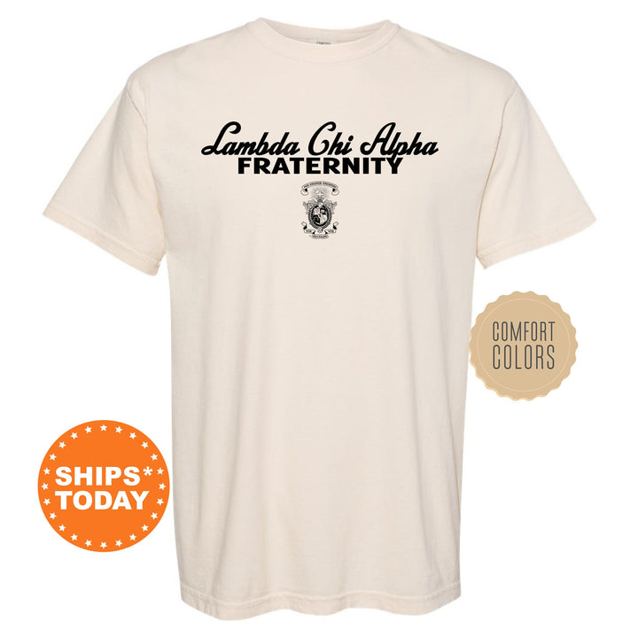 Lambda Chi Alpha Simple Crest Fraternity T-Shirt | Lambda Chi Crest Shirt | Rush Pledge Shirt | Bid Day Gift | Comfort Colors Tees _ 9821g
