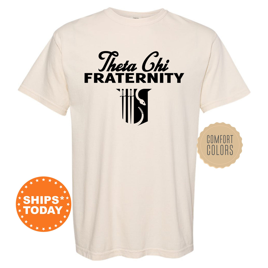 Theta Chi Simple Crest Fraternity T-Shirt | Theta Chi Crest Shirt | Rush Pledge Shirt | Frat Bid Day Gift | Comfort Colors Tees _ 9837g